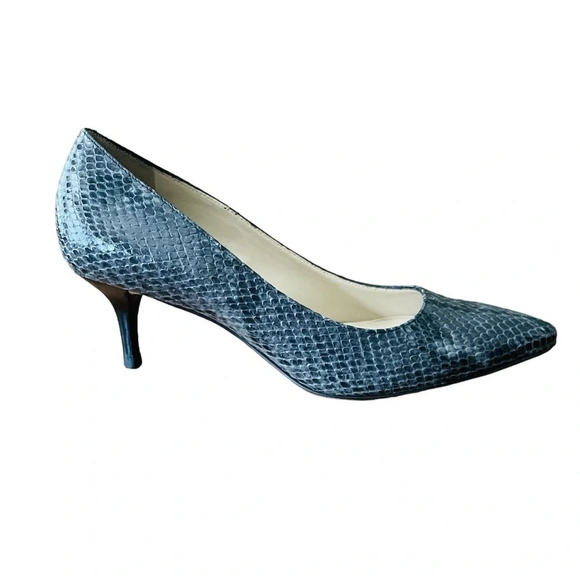 Cole Haan snakeskin high heel pumps Nike Air collab SZ 6.5 gray 2” heel - Picture 1 of 10